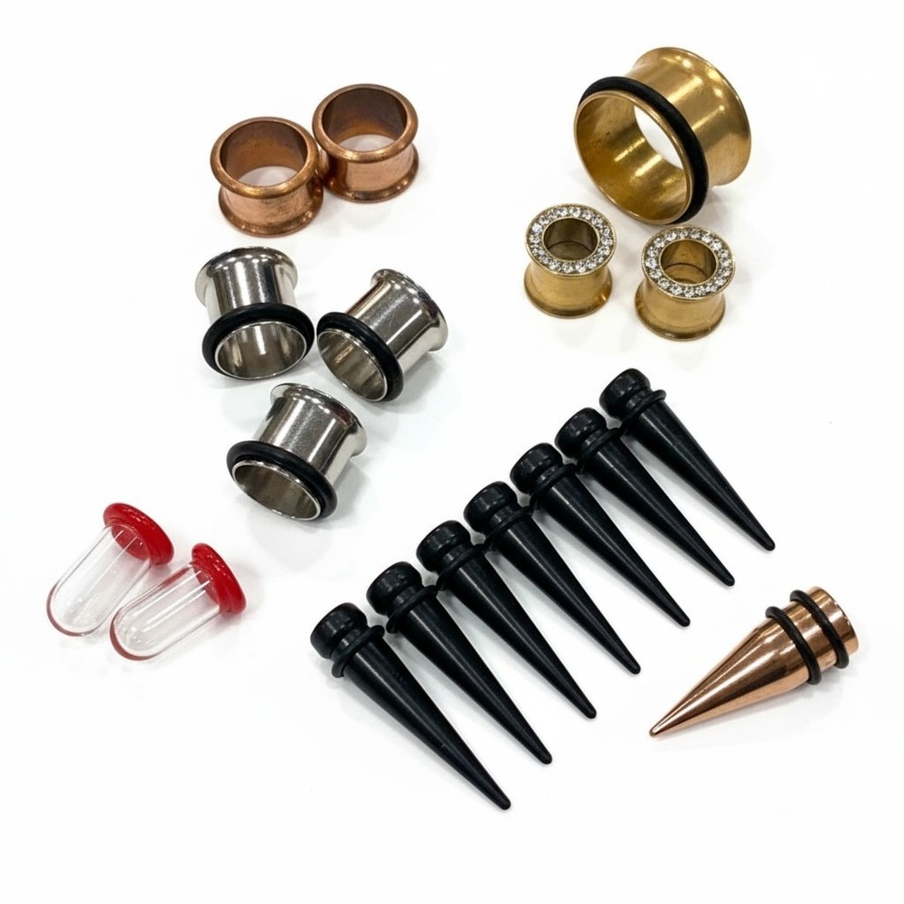 Lot Body Jewelry Plugs Tunnels Gauges Tapers Spirals Mixed Materials Sizes